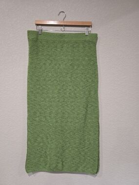 Mango Green Knit Midi Pencil Skirt